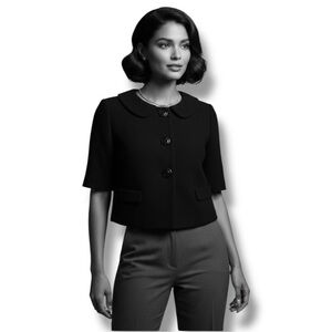 Ann Tayler LOFT Blazer NWT Black Peter Pan Collar Cropped Jackie O Style Size 4